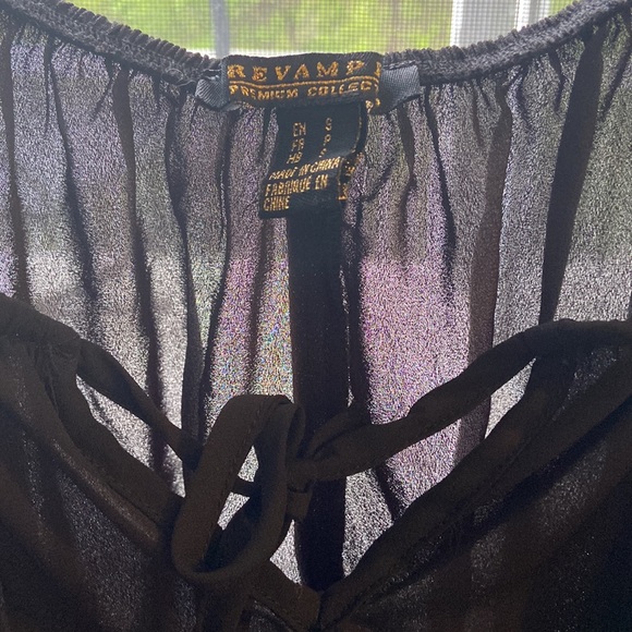 revamp black flowy off the shoulder long sleeve shirt size:small - Picture 4 of 4